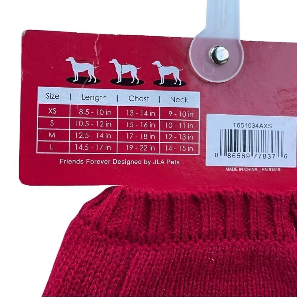 Friends Forever Sweater Plaid Skirted Winter Dog Outfit Red/Blk/White XS NWT